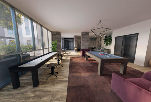 Interior lounge with pool table