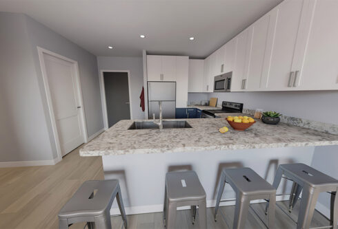 Kitchen with a breakfast bar